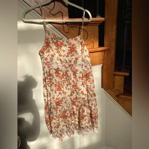 American eagle embroidered and hibiscus printed sundress